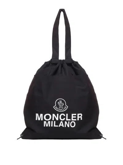 Moncler Logo Tote Bag In Black