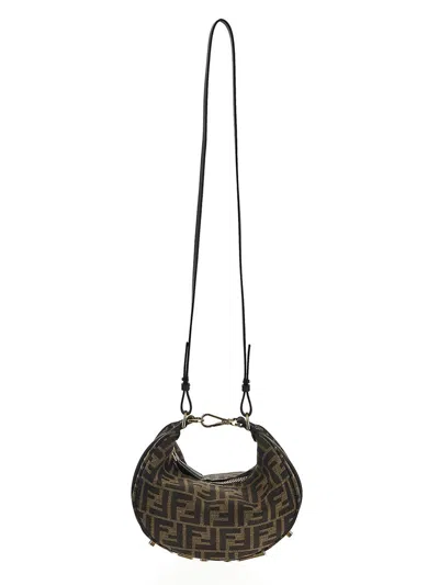 Fendi Graphy Ff Jacquard Mini Shoulder Bag In Brown