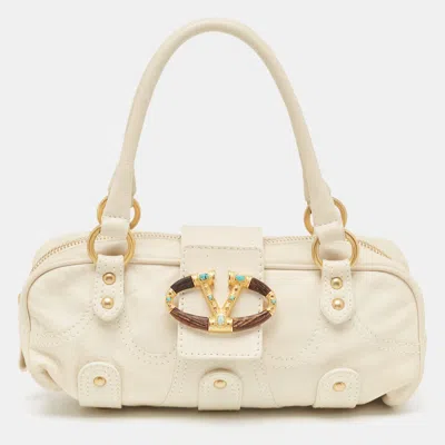 Valentino Garavani Offleather Mini Catch Satchel In White