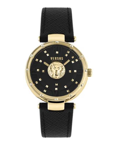 Versus Moscova Women's 2 Hand Quartz Movement And Black Leather Strap Watch 38mm In Multi