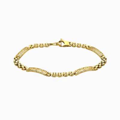 Pori Jewelry 10k Greek Key Design Id Mens Bracelet In Gold