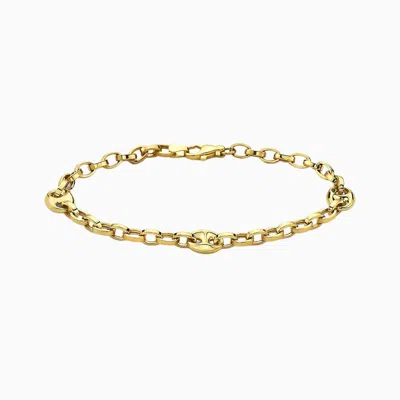 Pori Jewelry 10k Puff Mariner + Anchor Chain Bracelet In Gold