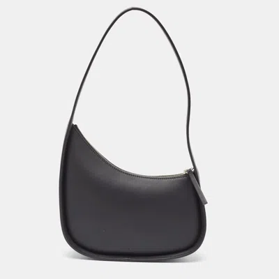 The Row Leather Half Moon Shoulder Bag In Black