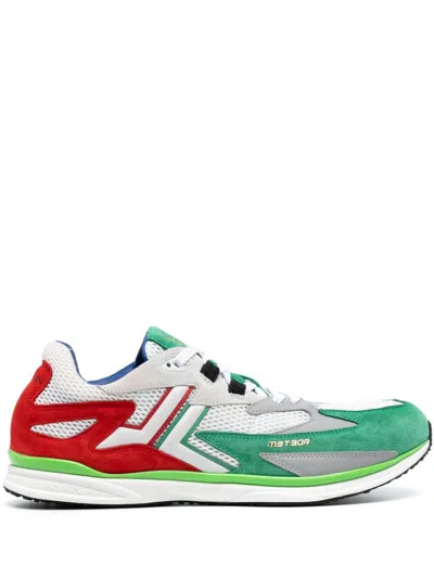 Lanvin White Meteor Suede-trimmed Trainers - Men's - Fabric/calf Leather/calf Leatherrubber In Green