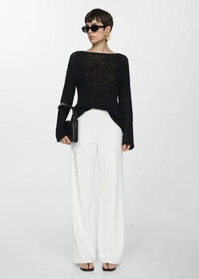 Mango Flowy Straight-fit Trousers White