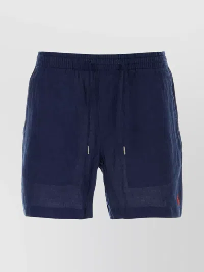 Polo Ralph Lauren Blue Linen Bermuda Shorts In Navy