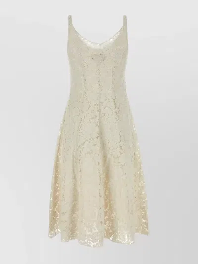 Prada Ivory Lace Dress In White