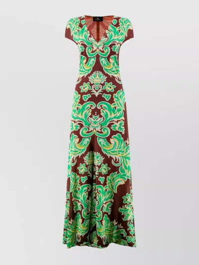 Etro Graphic-print Jersey Dress In Green