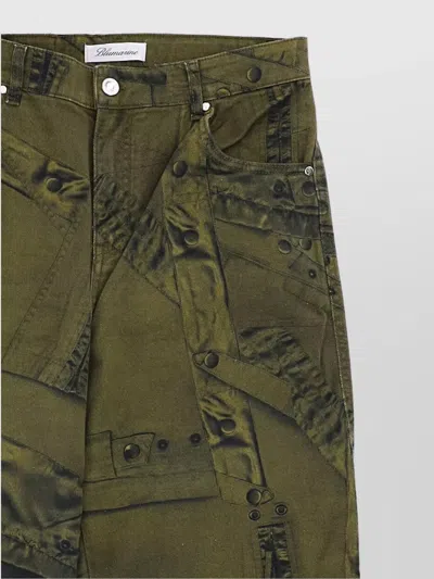 Blumarine Printed Wide-leg Jeans In Khaki