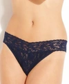 Hanky Panky Signature Lace Original-rise Rolled Thong In Navy