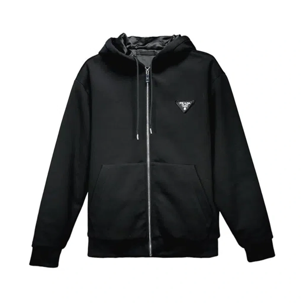Prada Triangle-logo Zip-up Hoodie In F0002 Black | ModeSens