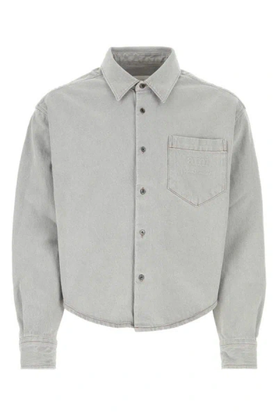 Ami Alexandre Mattiussi Denim Shirt In Gray