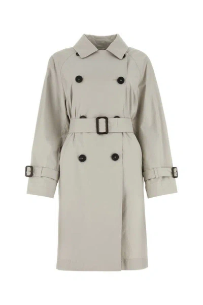Max Mara The Cube Double-breasted Trench Coat In Water-repellent Twill In Grey