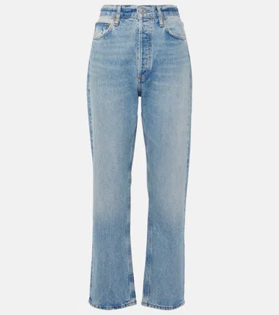 Agolde 90's Pinch Waist High-rise Straight Jeans In Blue