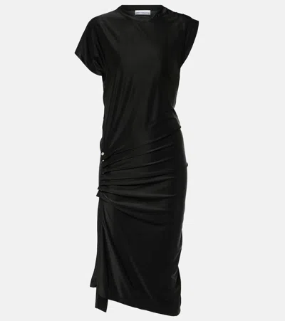 Rabanne Draped Midi Dress In Black