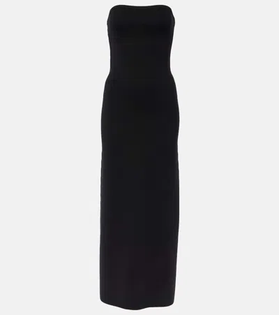 Gabriela Hearst Calderon Strapless Merino Wool And Cashmere-blend Midi Dress In Blk Black