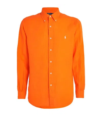 Polo Ralph Lauren Linen Polo Pony Shirt In Orange