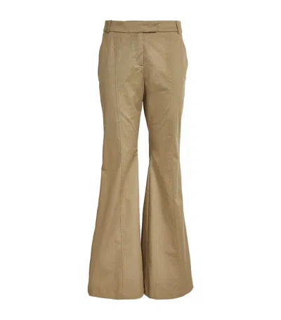 Max & Co Gabardine Flared Trousers In Green