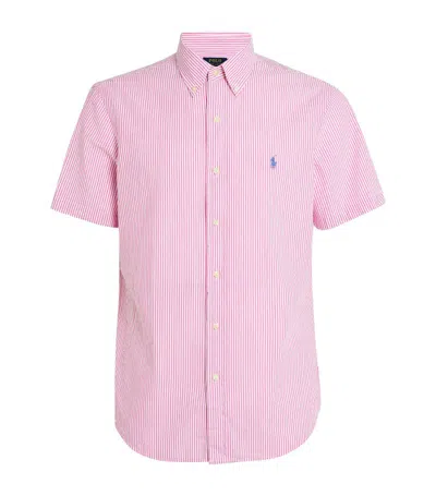 Polo Ralph Lauren Seersucker Striped Shirt In Pink