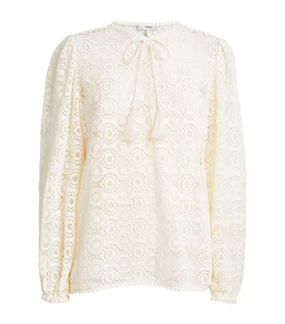 Frame Crochet Tassel Blouse In Ivory