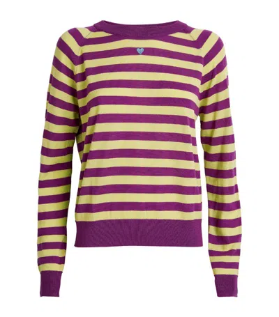 Max & Co Wool Crew-neck Striped Sweater In Green