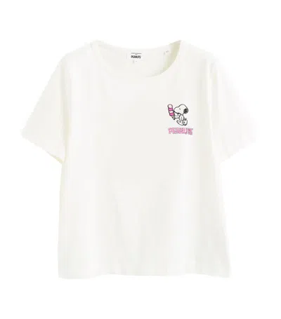 Chinti & Parker Embroidered Peanuts Motif Organic Cotton T-shirt In White