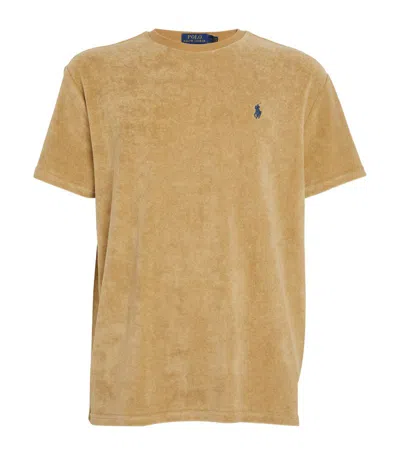 Polo Ralph Lauren Terry Towelling Logo T-shirt In Beige