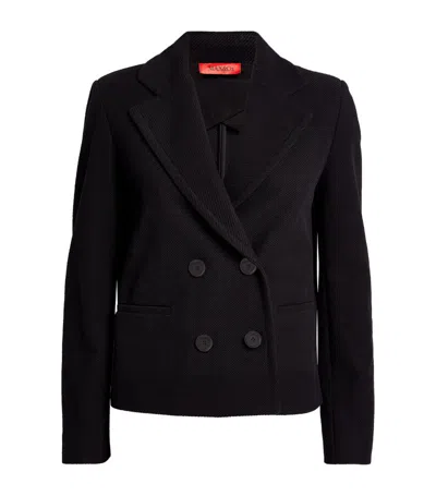 Max & Co Jersey Double-breasted Blazer In Black