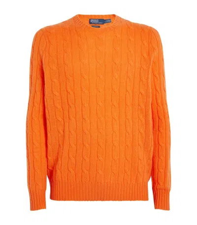 Polo Ralph Lauren Cashmere Cable-knit Sweater In Orange