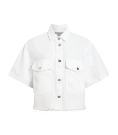 Allsaints Tove Short Sleeve Oversize Denim Button-up Shirt In Off White