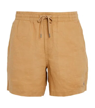 Polo Ralph Lauren Linen Prepster Shorts In Beige