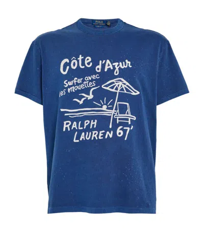 Polo Ralph Lauren Cotton Printed T-shirt In Blue