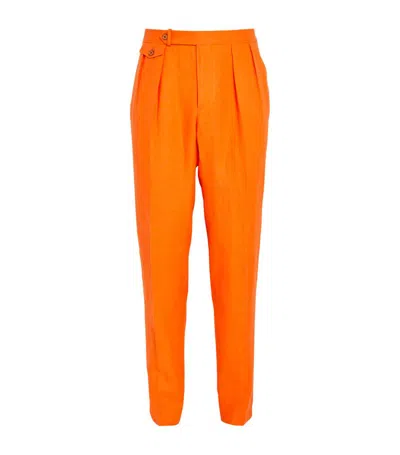 Polo Ralph Lauren Linen Trousers In Orange