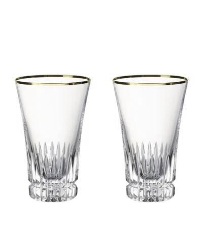 Villeroy & Boch Set Of 2 Grand Royal Gold Tall Tumblers (300ml) In Clear