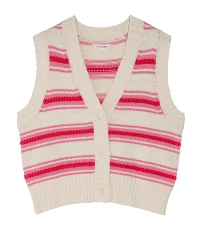 Chinti & Parker Striped Cotton Knitted Waistcoat In White