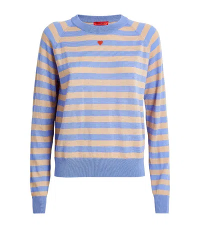 Max & Co Wool Crew-neck Striped Sweater In Blue