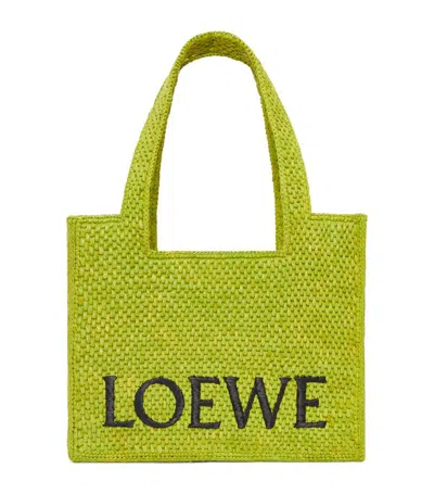 Loewe X Paula's Ibiza Medium Raffia Font Tote Bag In Green