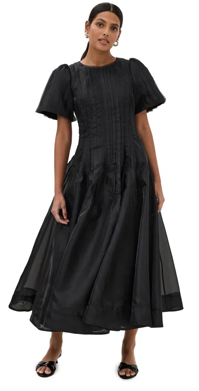 Aje Nova Organza Midi Dress In Black