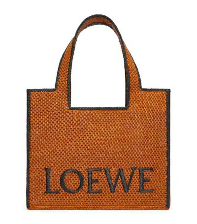 Loewe X Paula's Ibiza Font Logo Large Tote Bag In Raffia In Honey Gold