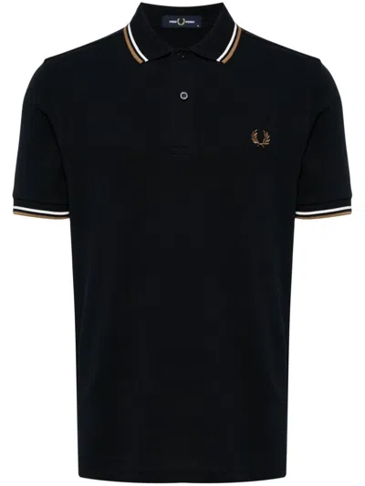 Fred Perry Logo Cotton Polo Shirt In Blue