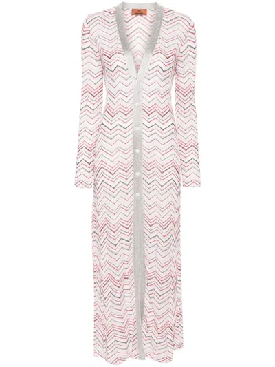 Missoni Zigzag-woven Long Cardigan In Pink