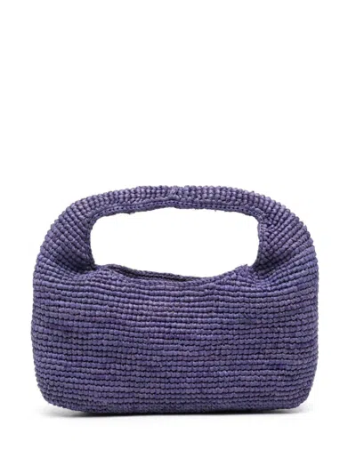 Manebi Manebí | Lavender Halfmoon Bag In Raffia In Violet