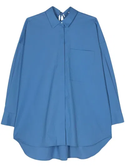 Semicouture Poplin Cotton Shirt In Blue