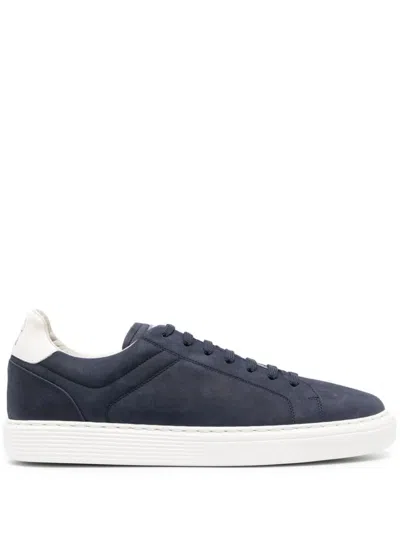 Brunello Cucinelli Nabuck Leather Sneakers In Blue