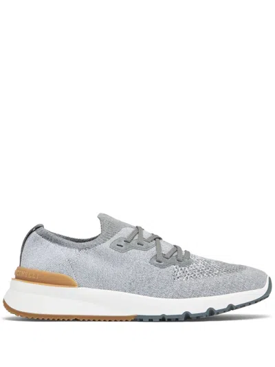 Brunello Cucinelli Knitted Sneakers In Gris_perle