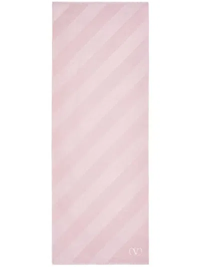 Valentino Garavani Toile Iconographe Silk And Cashmere Striped Shawl In Pink