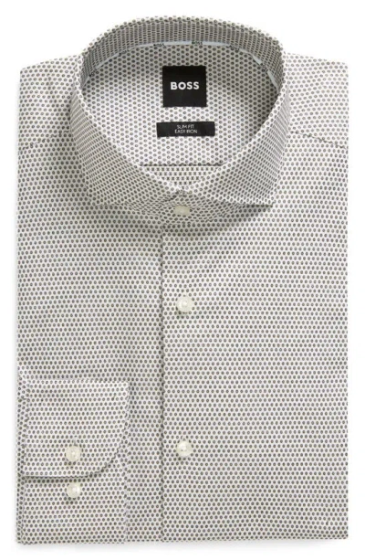 Hugo Boss Slim-fit Shirt In Easy-iron Structured Stretch Cotton In Khaki