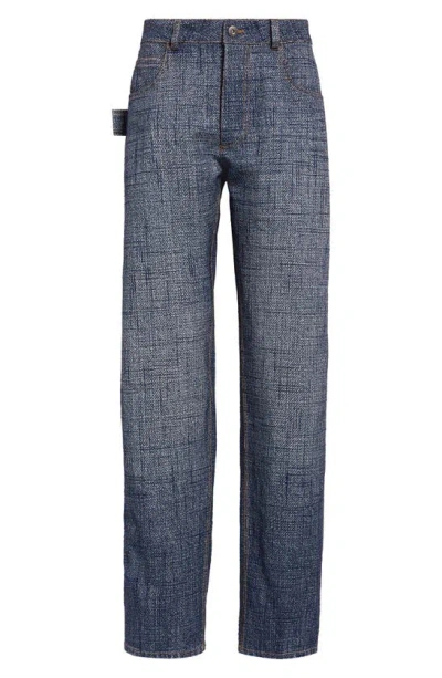 Bottega Veneta Mid-rise Straight-leg Denim Trousers In Indigo/ White