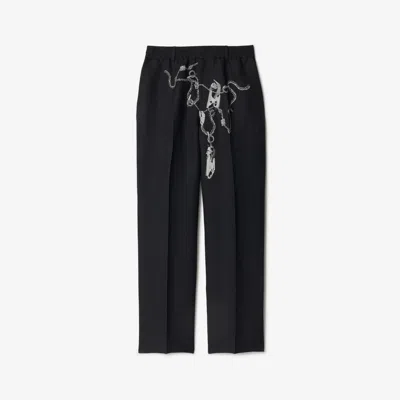 Burberry Knight Hardware Canvas Trousers In Silver/black