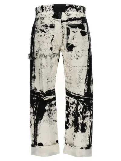 Alexander Mcqueen Fold Print Jeans In White/black